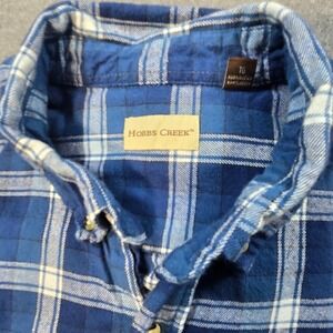 Hobbs Creek Men's XL Blelue Plaid Button Up Long Sleeve Outdoor‎ Camping Hiking